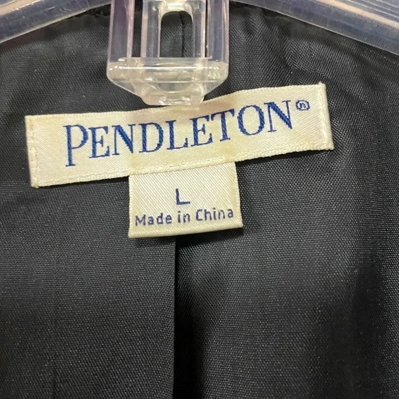 Pendleton Merino Wool Heather Gray Crop Peacoat Sz L - Picture 6 of 6